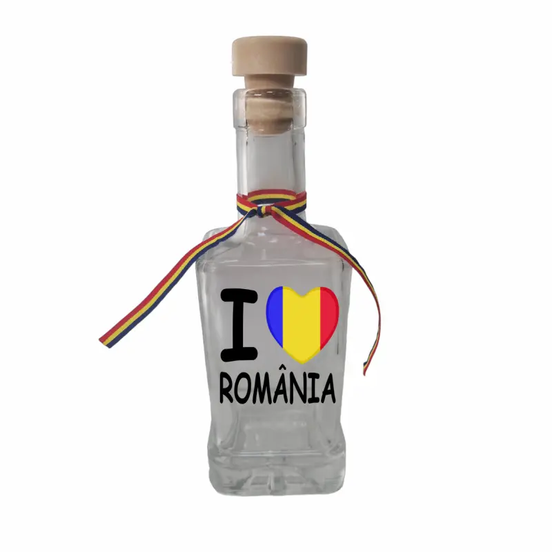 I love romania, sticla cu mesaj patrata, 250 ml, model divgs318 03